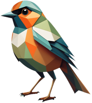 Cubist Feathers, Abstract Robin Bird Art. . png