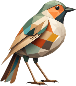 Fractured Forms, Cubism Robin Bird Art. . png