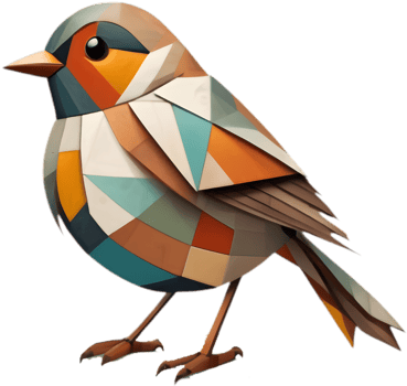 Angular Robin, Cubism-Inspired Avian Art. . png