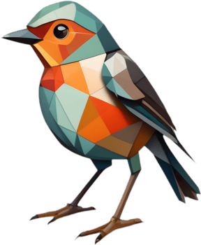 Colorful Cubist Robin, Modern Bird Art. . png