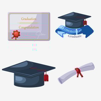 Flat illustration set of graduation ornament vector