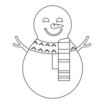 A snowman with a scarf and hat coloring page vector