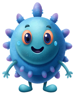 Create a cute cartoon character, germs png