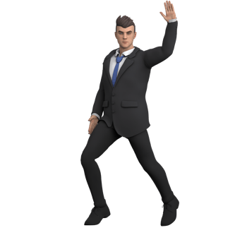 3D Male Legal Expert. A male lawyer with his right hand raised, as if giving a firm instruction. Illustrated Character png