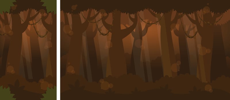 Jungle at Night Parallax Scrolling Game Background vector