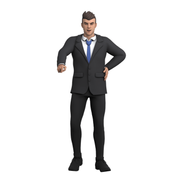A male lawyer stands with his right hand pointing forward while his left hand is on his waist. Professional Male Lawyer png
