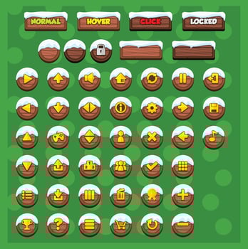 Snowy Game UI Button Pack vector