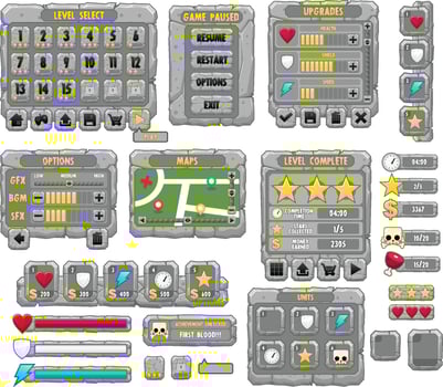 Stone Rock Game UI Window Popup vector