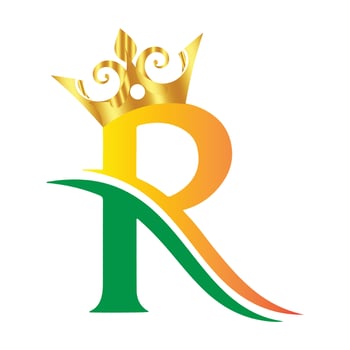 Letter R gold luxury crown logo concept vector