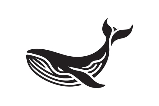 A black and white whale logo vector