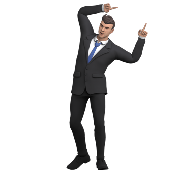 Male Lawyer 3D Cartoon. A male lawyer moves with a hand gesture raised, as if explaining or emphasizing something important. Professional Legal png