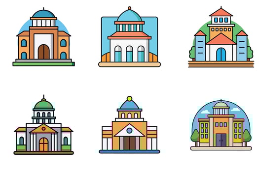 Past in Perspective Artistic Views of Historical Buildings vector