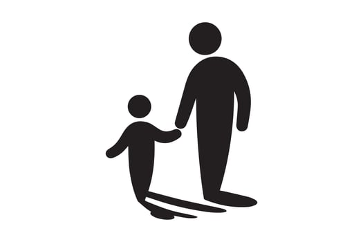 A black and white silhouette of a man and child vector