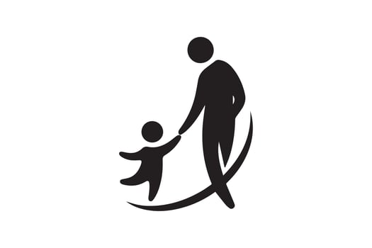 A black and white silhouette of a man and child vector