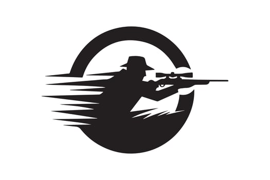 A silhouette of a man with a rifle in the wind vector