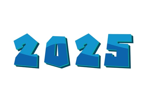 2025 Happy New Year Realistic Decoration Blue Design Abstract Logo Symbol Illustration vector