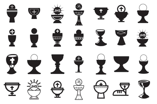 Chalice and cup icons set vector