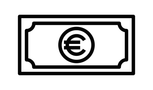 Euro cash money icon. Editable stroke. vector
