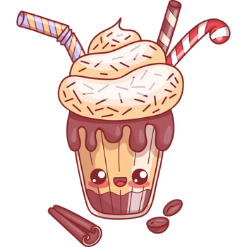 Cute glass milk shake with cream chocolate dessert png
