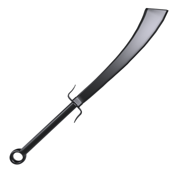 3D render of a uniquely handled black curved sword png