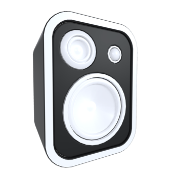 Stylish black and white 3D rendering of modern audio speaker design png