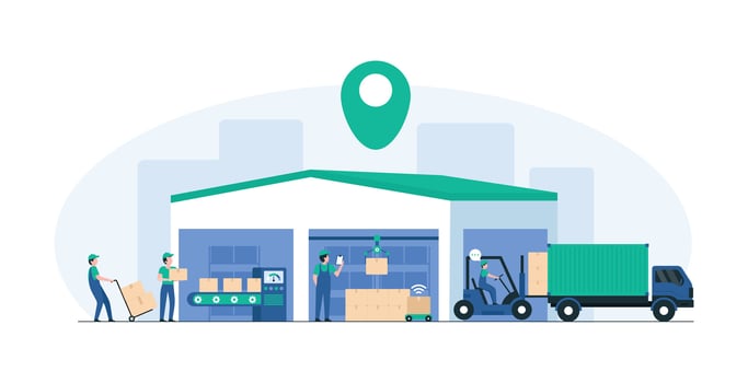 Smart Warehouse Management Solutions for Inventory. Automated Warehouse Systems for Inventory Management vector