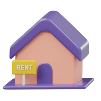 Rent with house icon 3d render illustration png