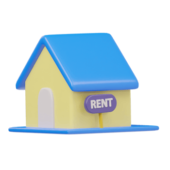 Rent house icon 3d render illustration png