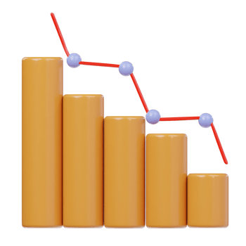 Down chart icon 3d rendering illustration png