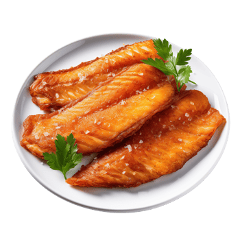 Fried fish fillets isolated on transparent background png
