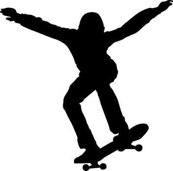 Silhouette black man skateboard vector