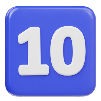 Number 10 icon 3d render illustration png