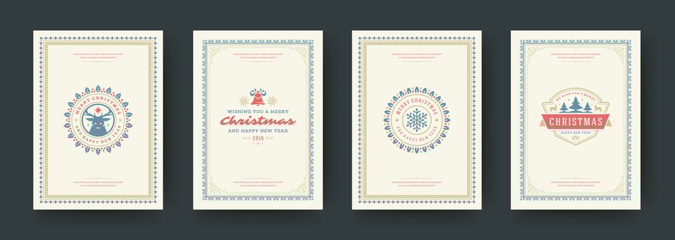 Elegant Christmas greeting cards displayed on a neutral background vector