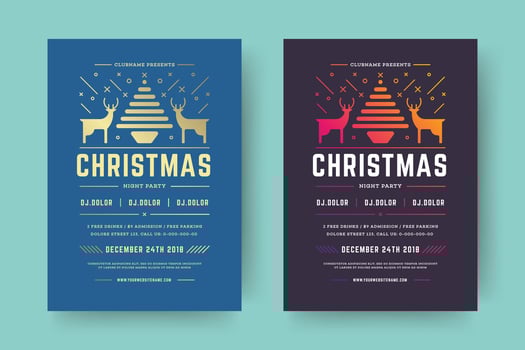 Christmas party flyer event modern typography and decoration elements illustration. vector