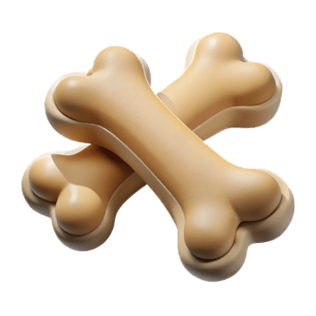 Dog bone plastic style render 3d icon isolated on transparent background cutout png