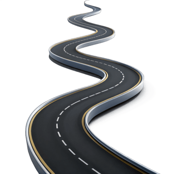 Road 3d icon cartoon style isolated on transparent background cutout png
