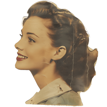 vintage retro photo of a young smiling woman illustration isolated png
