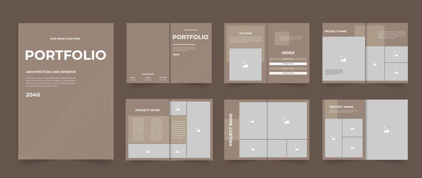 Interior portfolio brochure or architecture portfolio layout design A4 size vector