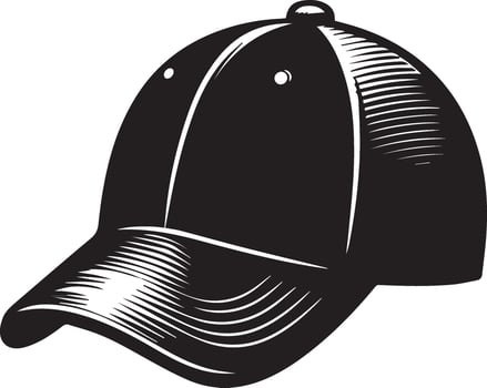 a baseball cap is shown in black and white vector