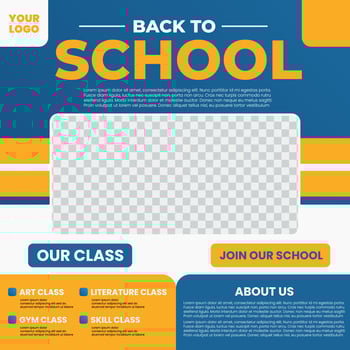 Back To School Themed Flyer Design With Blue And Yellow Colors vector