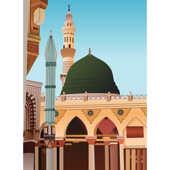 A illustration of Medina Mosque in Saudi Arabia vector