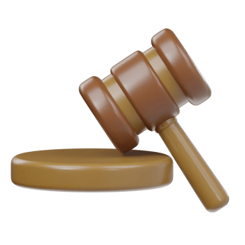 Unique judge hammer icon 3d render illustration png