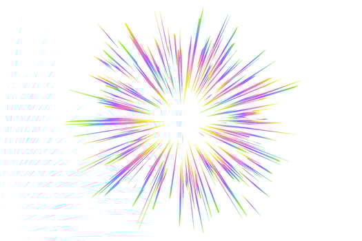 Light burst with rainbow prism effect. Halo flare sparkles of crystal on white background. Radial holographic color explosion. Comic speed lines glare beams with sparks and neon reflection. vector