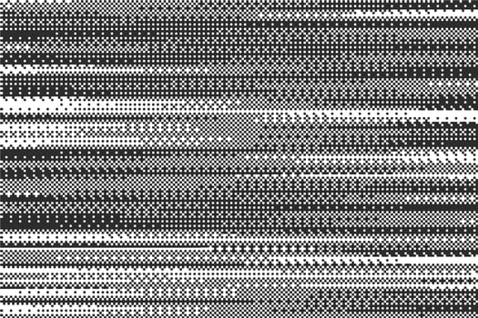 Striped bitmap pattern background with pixelated texture. Retro computer game graphic. Abstract noisy effect halftone digital bg. Glitch spackle fade wallpaper vector