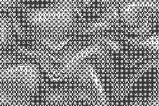 Wavy bitmap pattern background with pixel. Gradient dotted halftone dither effect. Retro game glitch abstract noise. Grunge vintage wallpaper vector
