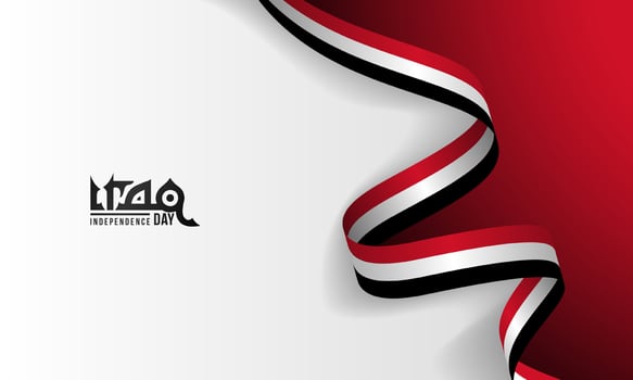 Wavy iraq flag ribbon on white and red background. Iraq independence day. Also good template for national day campaign vector