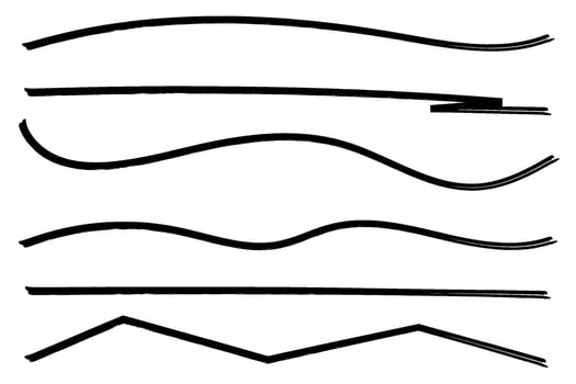 Grunge rough marker line illustration design element, grunge strokes, doodle lines underline scribble vector