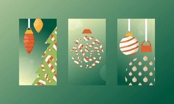 Set of Christmas social media templates on green background vector