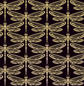 dradonfly decorative ornamental background seamless pattern vector