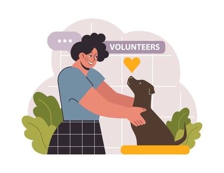 Charity. Volunteer help homeless animals, take care of the animal vector